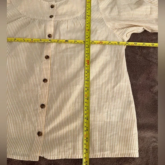 Madewell Prose Yellow Striped Short Sleeve Button Loose Fit Peasant Top Sz XS - Picture 7 of 9